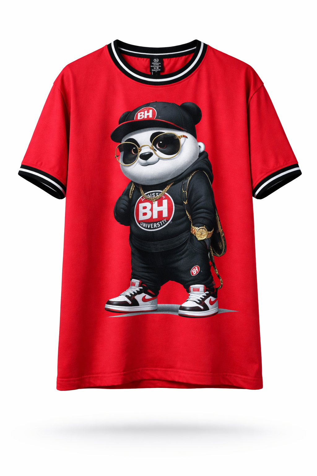 Panda Hustlers University Shirt. (Red)