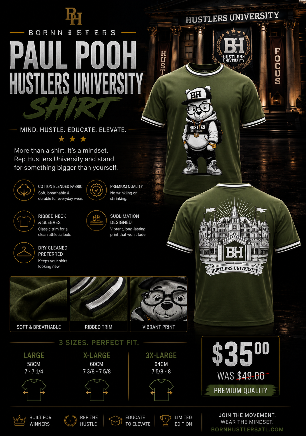 Paul Pooh Hustlers University Shirt (green)