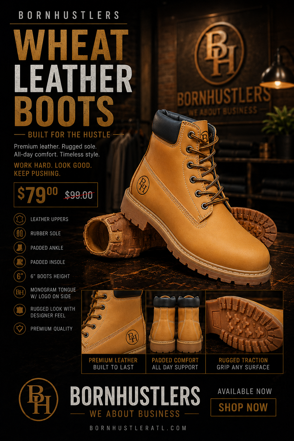 Leather Wheat Boots