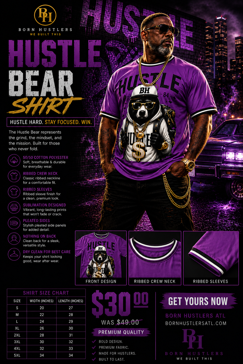 Purple Hustle Bear Shirt