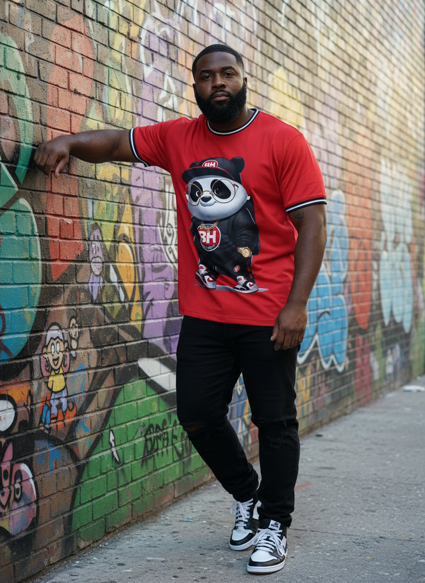 Panda Hustlers University Shirt. (Red)