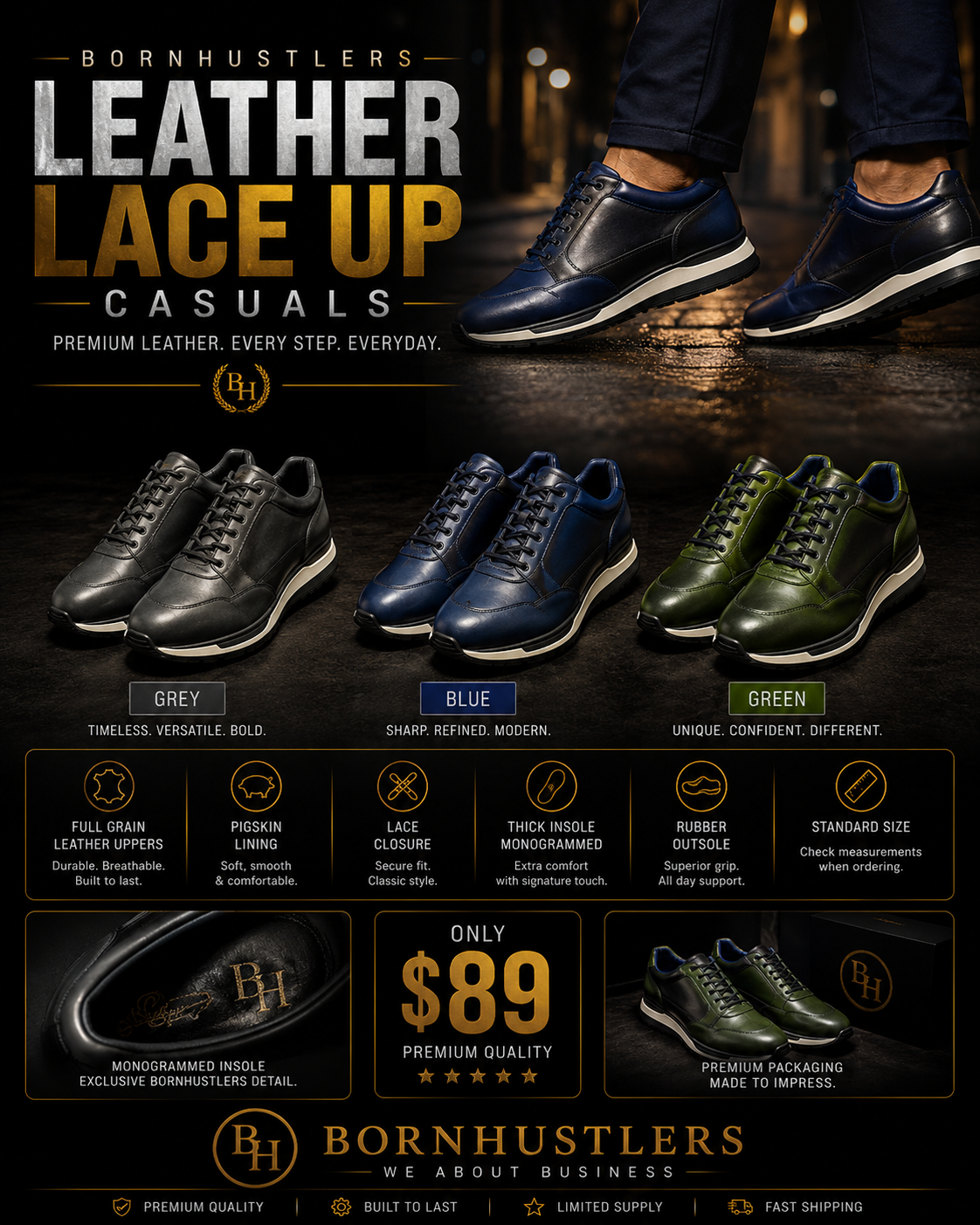 Leather Lace Up Casuals