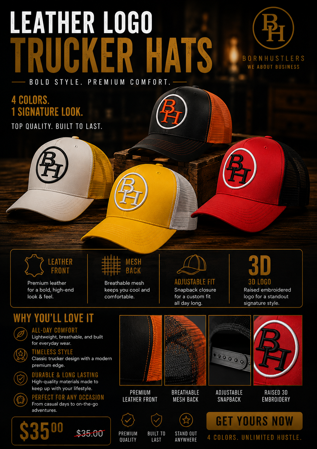 Leather Logo Trucker Hats