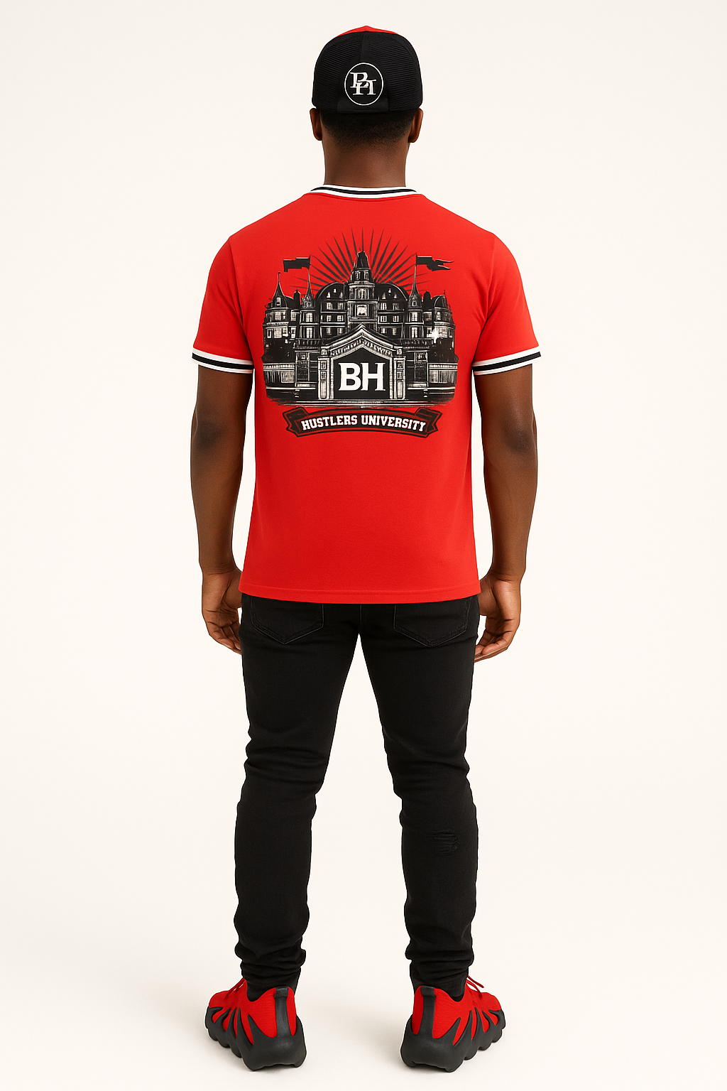 Panda Hustlers University Shirt. (Red)